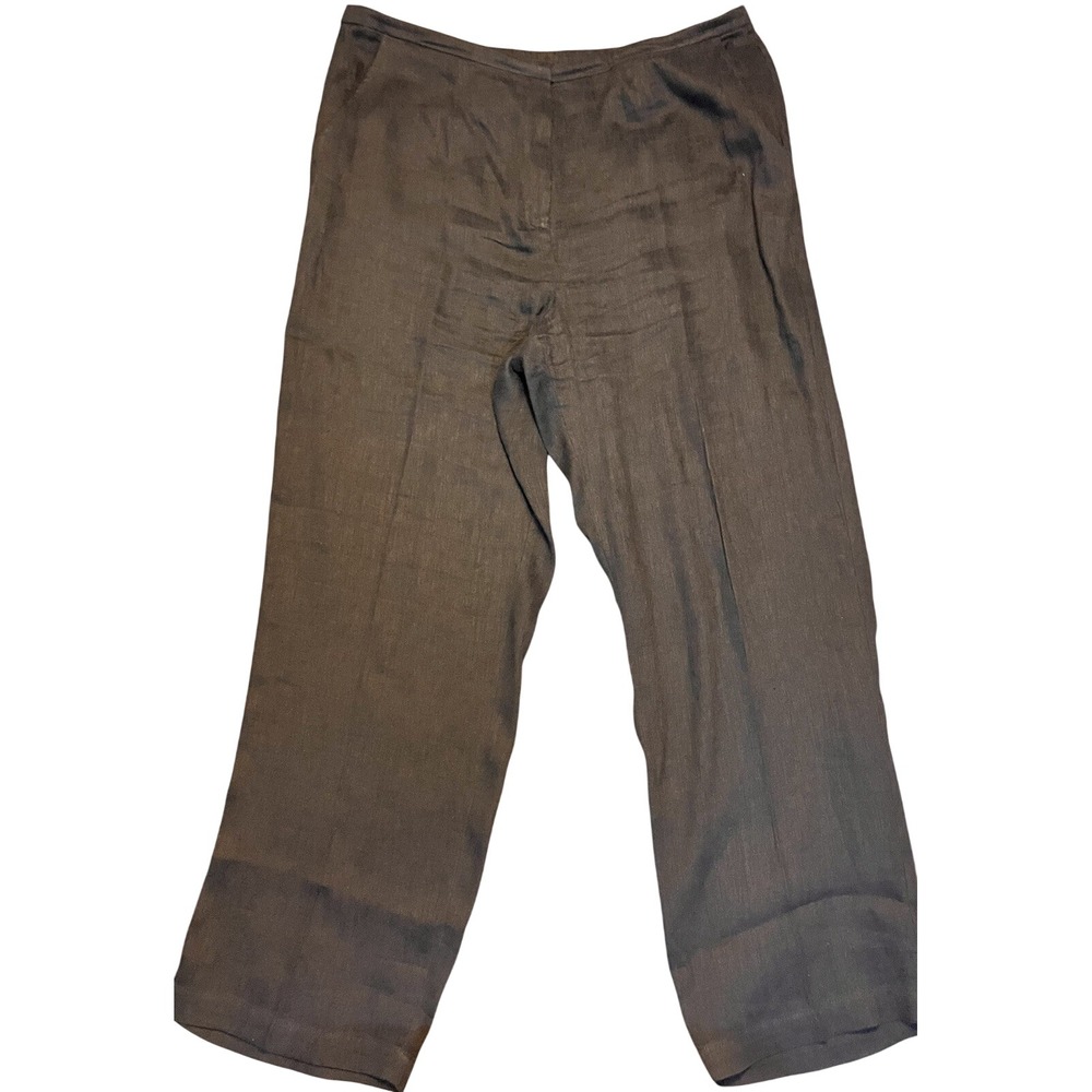 Eileen‎ Fisher1X Black Pants Straight Leg Linen Lightweight Minimalist Capsule